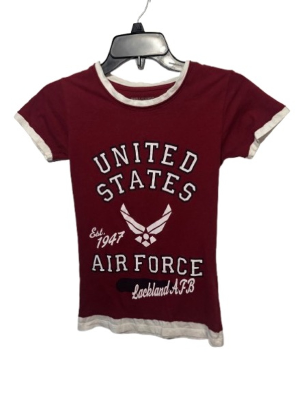 United States Air Force Maroon Kids Ringer Tee Medium